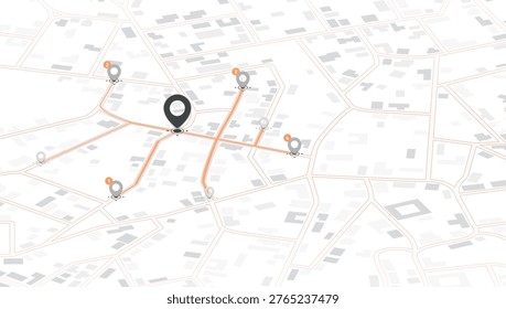 Route Planning Map with Central Hub and Multiple Destinations
