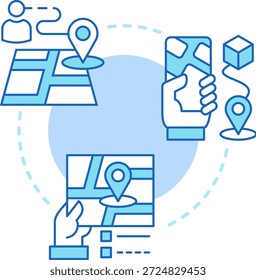Route Planning And Navigation Illustration Illustration