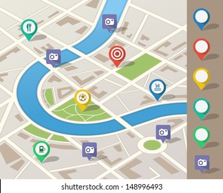 Route planning using map application on GPS smart device Finding interesting places to visit in the nearby city area.