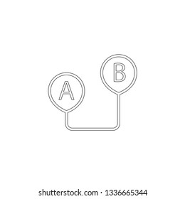 route from point A to point B. simple flat vector icon illustration. outline line symbol - editable stroke
