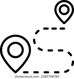 Route with pointers thin line icon. Navigation, destination, distance marker. Vector illustration.