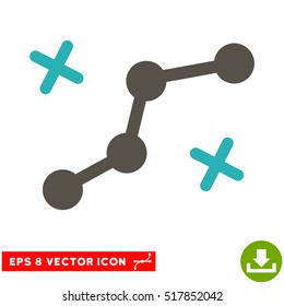 Route Points EPS vector icon. Illustration style is flat iconic bicolor grey and cyan symbol on white background.