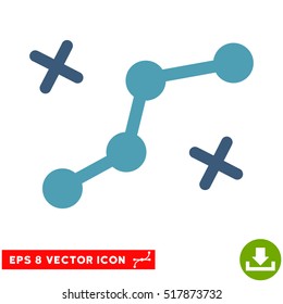 Route Points EPS vector icon. Illustration style is flat iconic bicolor cyan and blue symbol on white background.