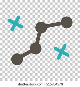 Route Points EPS vector pictogram. Illustration style is flat iconic bicolor grey and cyan symbol.