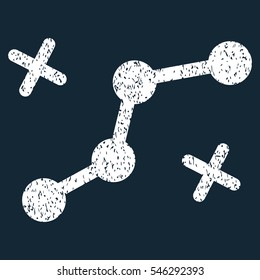 Route Points grainy textured icon for overlay watermark stamps. Flat symbol with dust texture. Dotted vector white ink rubber seal stamp with grunge design on a dark blue background.
