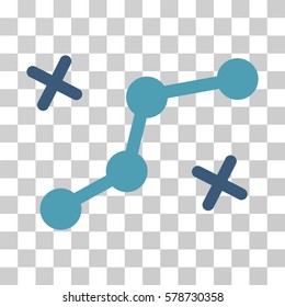 Route Points icon. Vector illustration style is flat iconic bicolor symbol, cyan and blue colors, transparent background. Designed for web and software interfaces.
