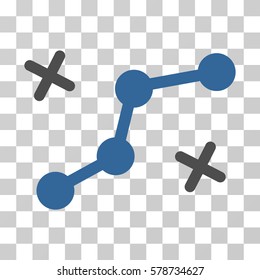 Route Points icon. Vector illustration style is flat iconic bicolor symbol, cobalt and gray colors, transparent background. Designed for web and software interfaces.