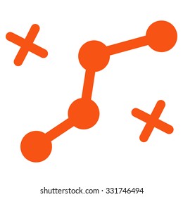 Route Points vector icon. Style is flat symbol, orange color, rounded angles, white background.