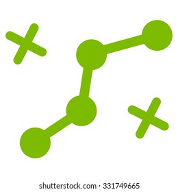 Route Points vector icon. Style is flat symbol, eco green color, rounded angles, white background.