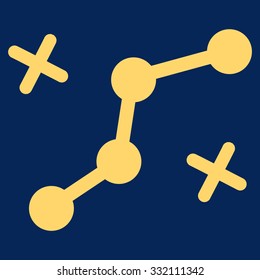 Route Points vector icon. Style is flat symbol, yellow color, rounded angles, blue background.