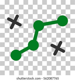 Route Points vector pictogram. Illustration style is flat iconic bicolor green and gray symbol on a transparent background.