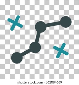 Route Points vector pictograph. Illustration style is flat iconic bicolor soft blue symbol on a transparent background.