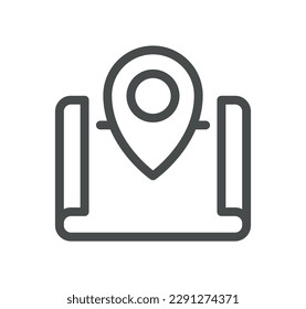 Route related icon outline and linear vector.