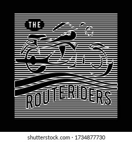 the route riders typography, vector illustration for print