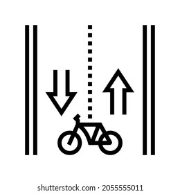 route for riding bicycle line icon vector. route for riding bicycle sign. isolated contour symbol black illustration