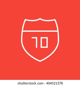 Route road sign line icon.