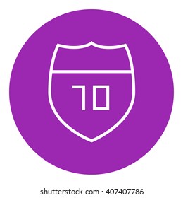 Route road sign line icon.