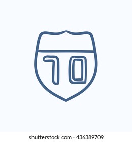 Route road sign vector sketch icon isolated on background. Hand drawn Route road sign icon. Route road sign sketch icon for infographic, website or app.
