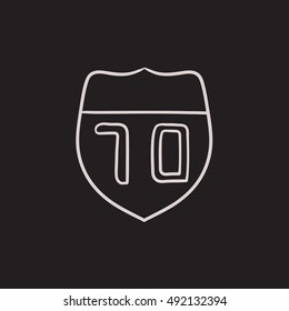 Wegweiser, Vektorgrafik-Symbol einzeln auf Hintergrund. Das Symbol auf der Route ist handgezeichnet. Wegskizze für Infografik, Website oder App.