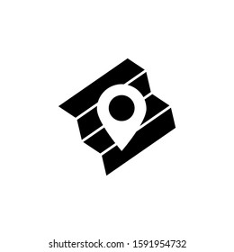 route sign icon in black flat design on white background