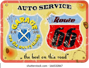 route sixty six garage sign,retro style
