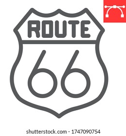 Route sixty six line icon, america and state, route sign vector graphics, editable stroke linear icon, eps 10