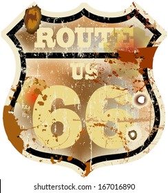 route sixty six road sign, retro style