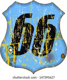 route sixty six sign, worn and weathered