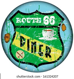 Route sixty six vintage diner sign,grungy style,