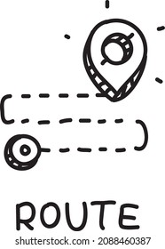 Route. Sketchy hand-drawn vector illustration.