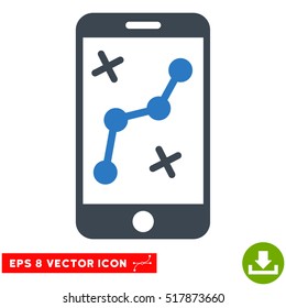 Route Smartphone EPS vector icon. Illustration style is flat iconic bicolor smooth blue symbol on white background.