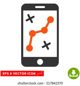 Route Smartphone EPS vector pictogram. Illustration style is flat iconic bicolor orange and gray symbol on white background.