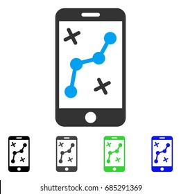 Route Smartphone flat vector pictogram. Colored route smartphone gray, black, blue, green icon variants. Flat icon style for web design.