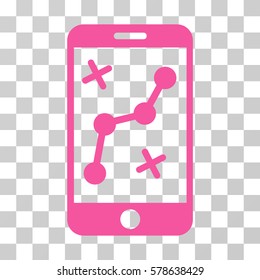 Route Smartphone icon. Vector illustration style is flat iconic symbol, pink color, transparent background. Designed for web and software interfaces.