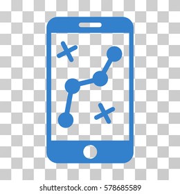 Route Smartphone icon. Vector illustration style is flat iconic symbol, cobalt color, transparent background. Designed for web and software interfaces.