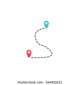 Route solid icon, map pointer & location sign, vector graphics, a colorful flat pattern on a white background, eps 10.