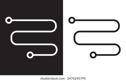 Route start and finish point different style icon set.  isolated on white and black background. EPS 10