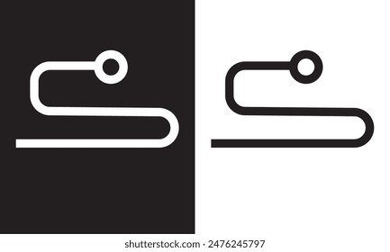 Route start and finish point different style icon set.  isolated on white and black background. EPS 10