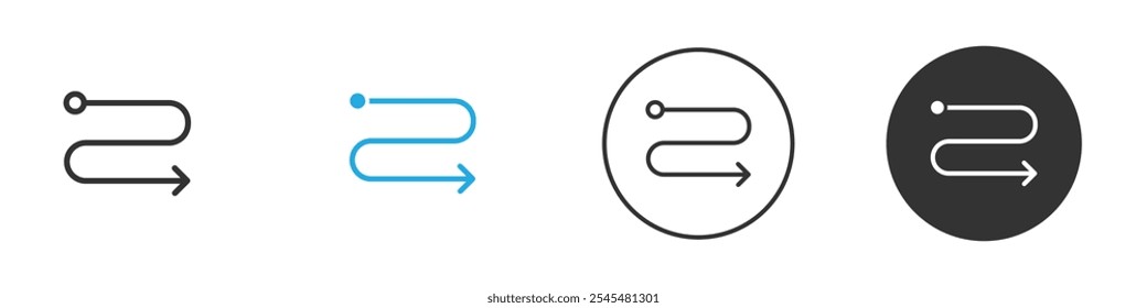 Icono de punto de inicio y final de ruta Logotipo de Vector de contorno simple