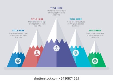 Route to Success Mountain Infographic Design ist ein erfolgreiches Startup-Unternehmen. Präsentationsfolienvorlage, Vektor-Illustration