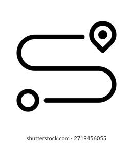 Icono de línea delgada de ruta. El ícono se puede utilizar para Sitios web, impresión, Plantillas, Plantillas de presentación, ilustraciones, etc.