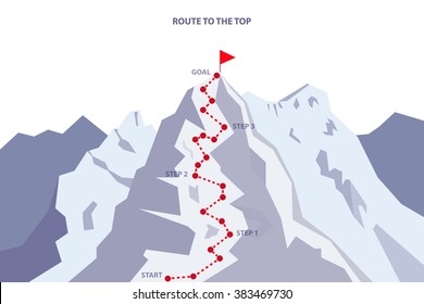 Route to the Top / Career growth / Goal achieving concept - Vector infographic