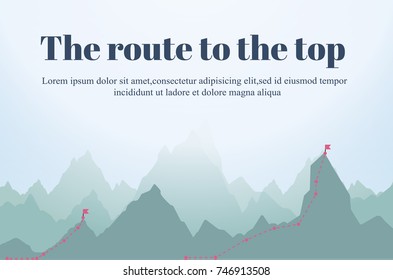 Route To The Top.Career Growth.Goal Achieving Concept.Vector Illustration.