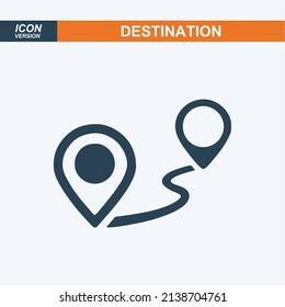 route tracking icon, simple 2 pins path searching tags flat design vector pictogram vector for app ads logotype web website button ui ux interface elements