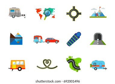 Route for travel icon set