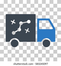 Route Van vector pictogram. Illustration style is a flat iconic bicolor smooth blue symbol on a transparent background.