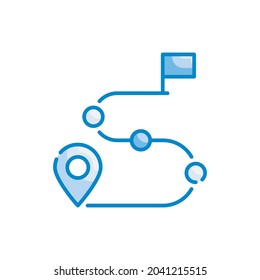 Route vector blue colours icon style illustration. Eps 10 file