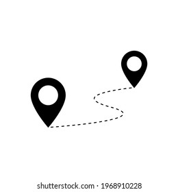 Route vector icon. Route to destination with map pin and doted line Vector illustration EPS 10