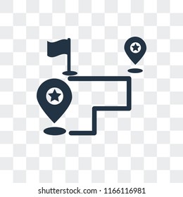 Route vector icon isolated on transparent background, Route logo concept