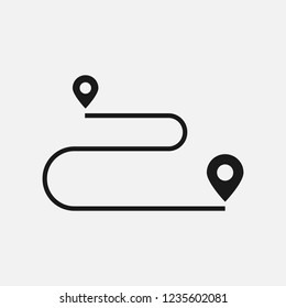 Route vector icon isolated on white background.